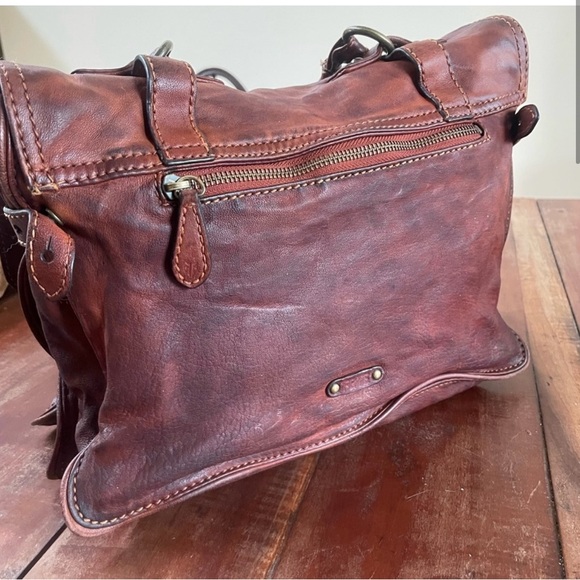 Frye Cameron Satchel GUC redwood dark brown medium 12x10 inches Dark Academia - Picture 2 of 15